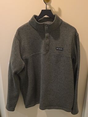 Columbia Men's Olive Crewneck Snap-Placket Fleece
